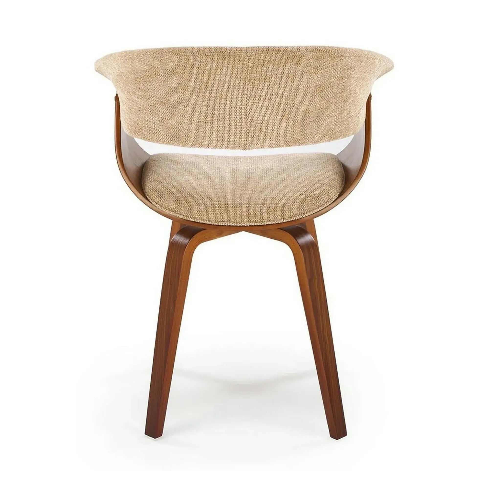 Scaun scandinav tapitat K545, bej/nuc, stofa clasica/placaj, 63x53x83 cm