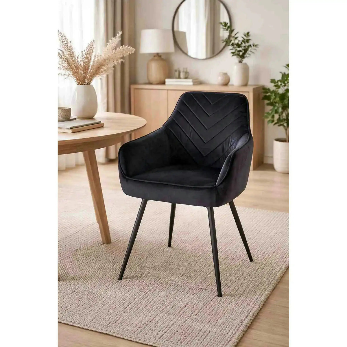 Scaun SERVIO, negru - Bluvel 19, stofa catifelata/metal, 55x58x88 cm