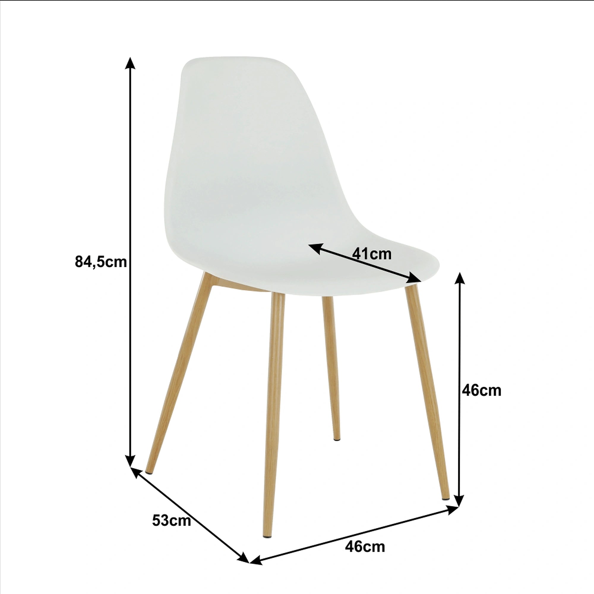 Scaun SINTIA, alb/stejar, plastic/metal, 46x53x85 cm
