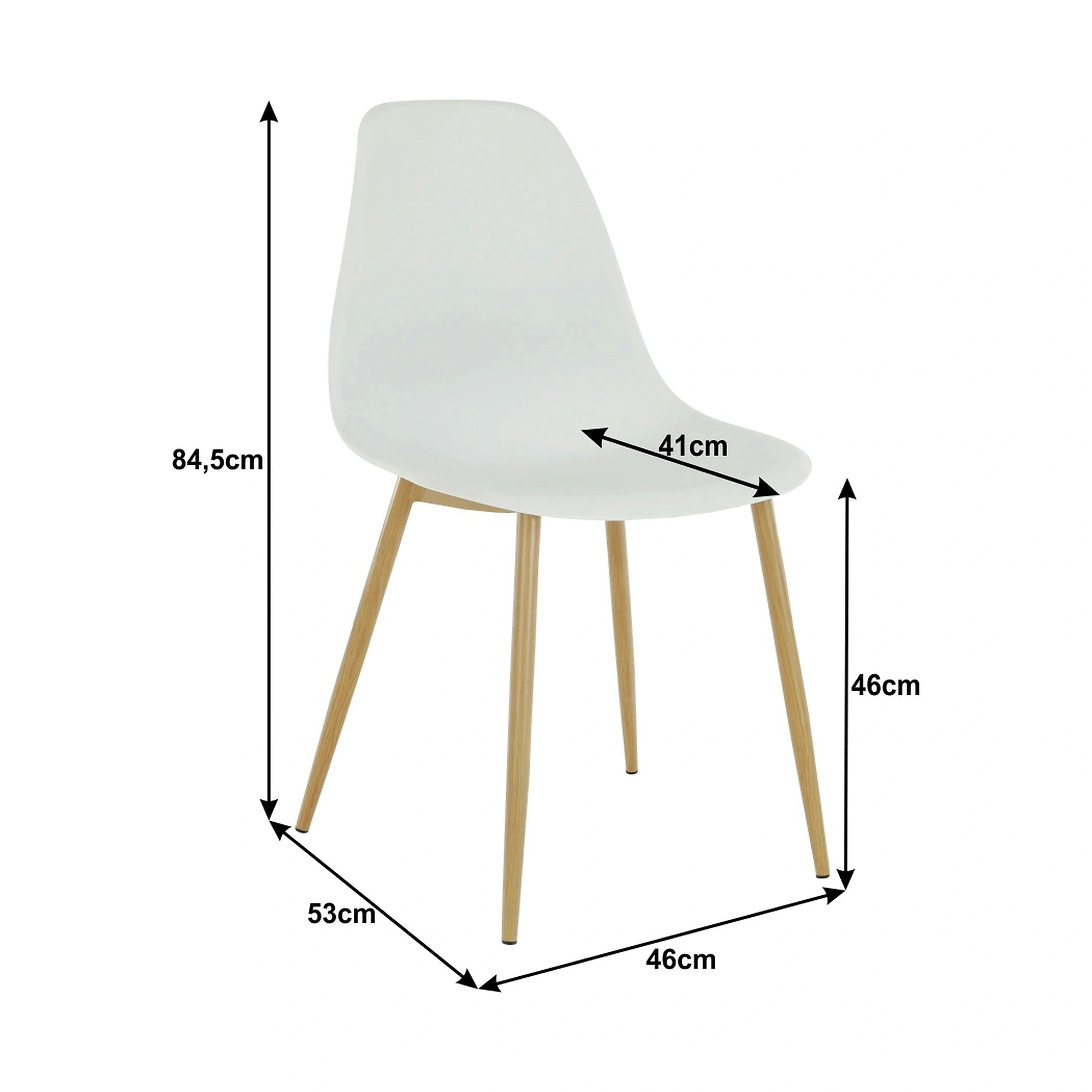 Scaun SINTIA, alb/stejar, plastic/metal, 46x53x85 cm