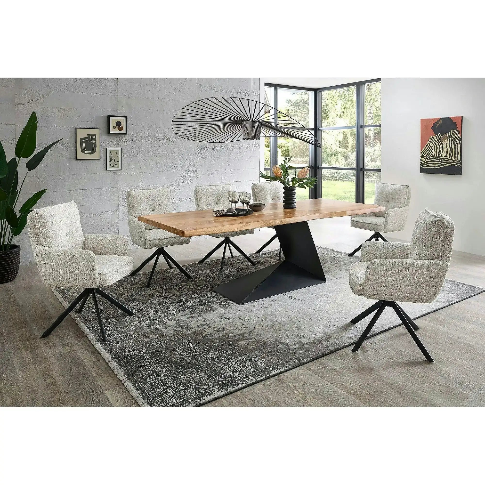 Scaun SOFIA, bej/negru, stofa clasica/metal, 61x66x93 cm