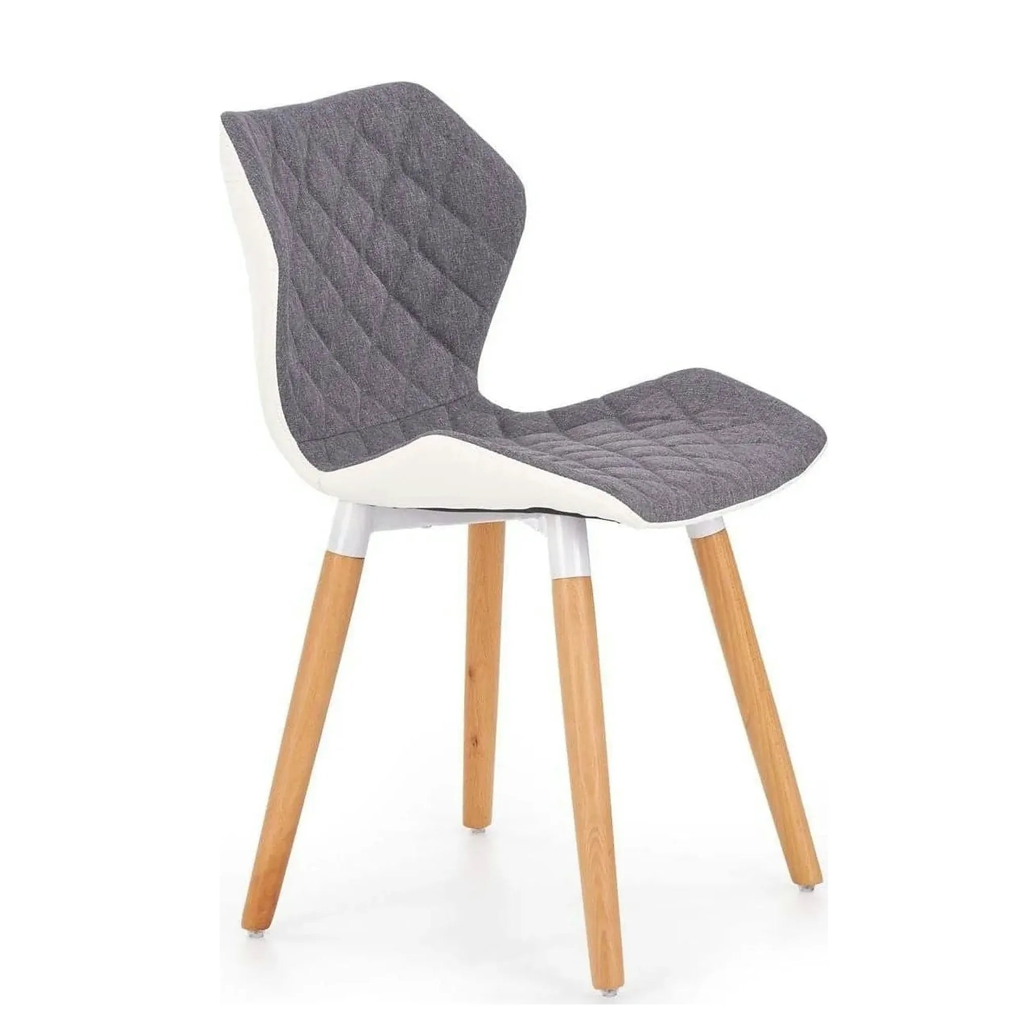 Scaun sufragerie K277, gri/alb/stejar, stofa clasica/lemn, 48x51x76 cm