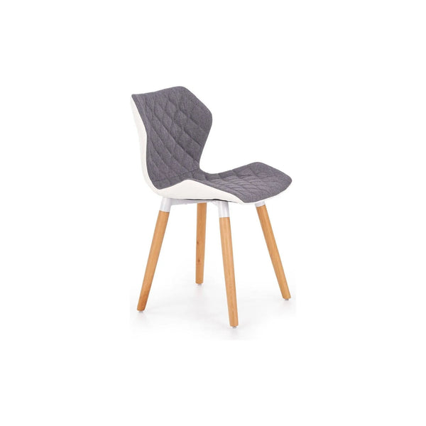 Scaun sufragerie K277, gri/alb/stejar, stofa clasica/lemn, 48x51x76 cm