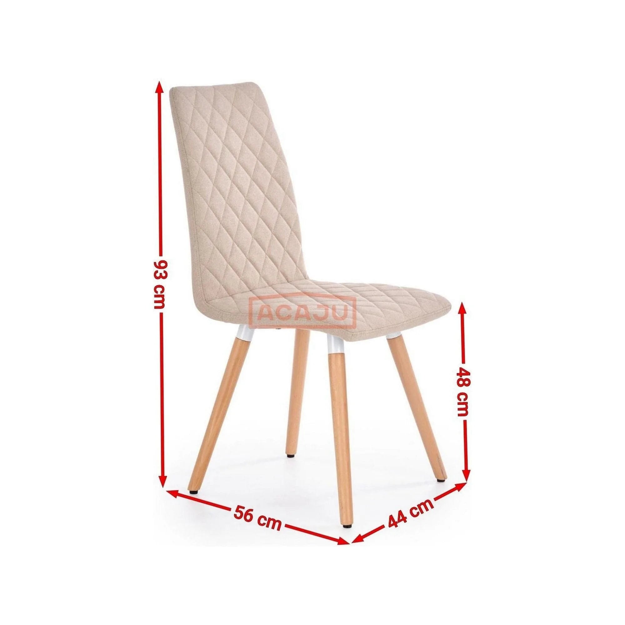 Scaun sufragerie K282, bej/stejar, stofa clasica/lemn, 44x56x93 cm