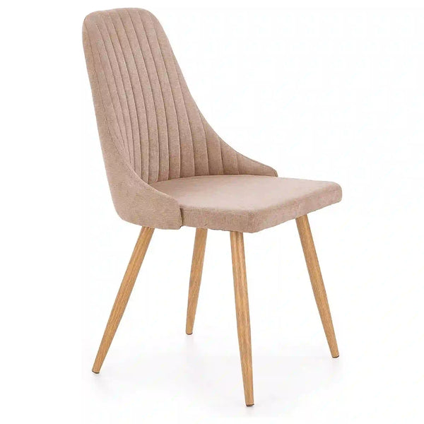 Scaun sufragerie K285, bej/stejar, stofa clasica/metal, 49X56X91 CM