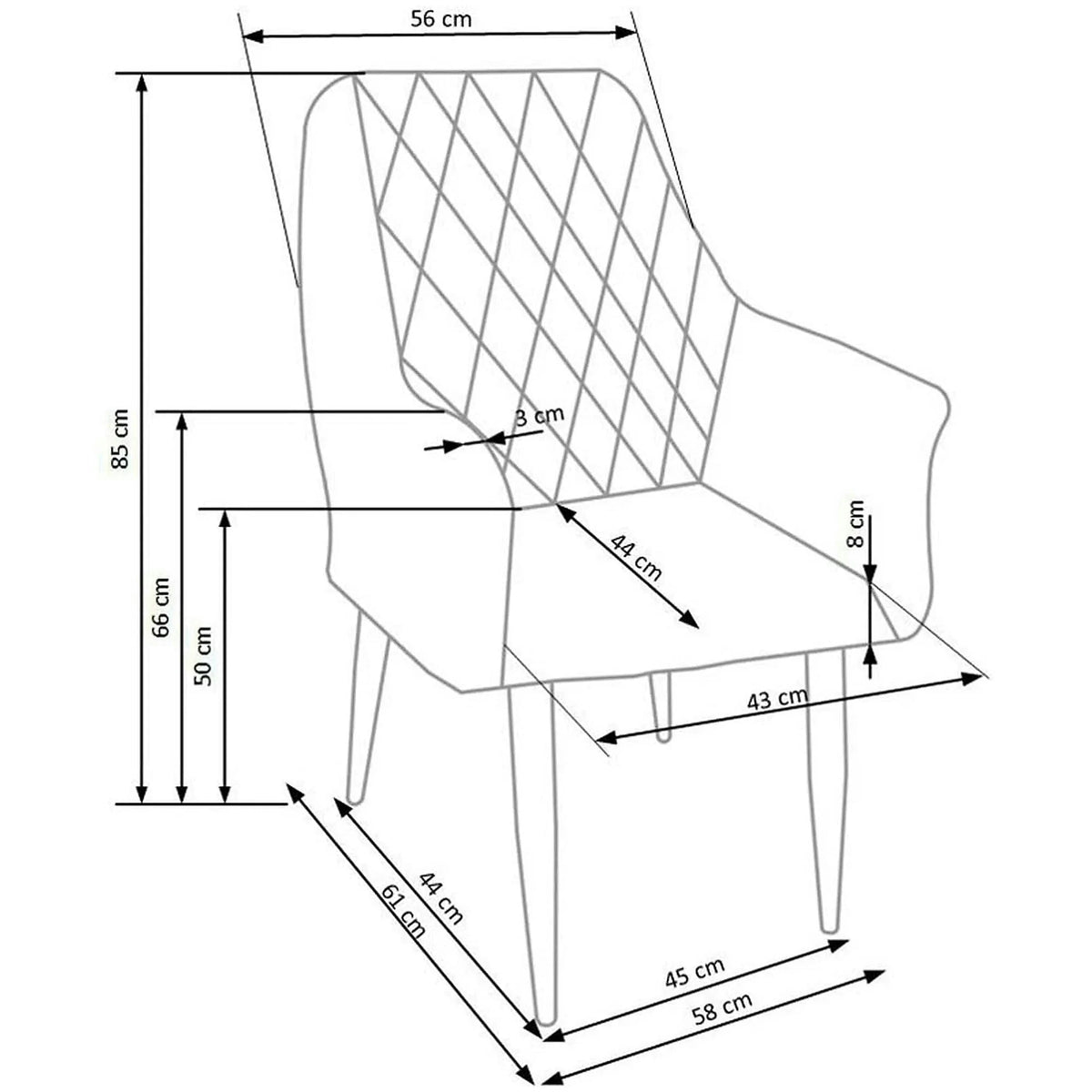 Scaun sufragerie K287, gri/stejar, 58x61x50 cm