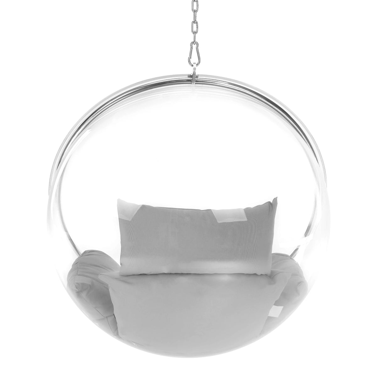Scaun suspendat BUBBLE NEW TIP 1, argintiu/gri, otel/stofa clasica, 106x62x106 cm