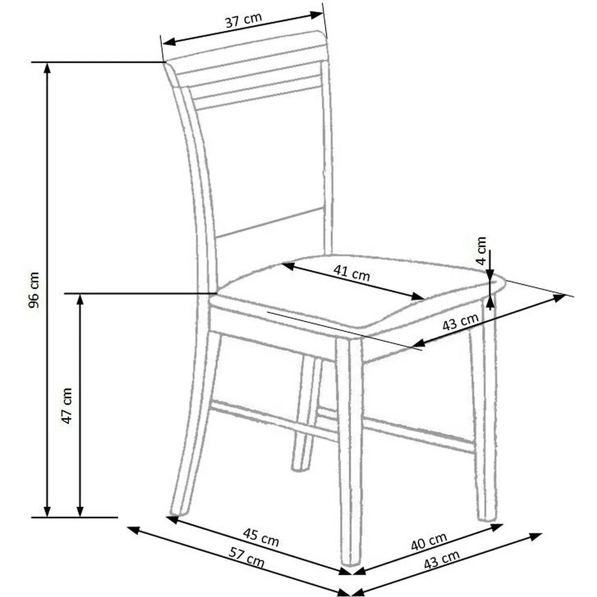 Scaun SYLWEK, gri/alb, stofa clasica/lemn, 43X56X96 cm