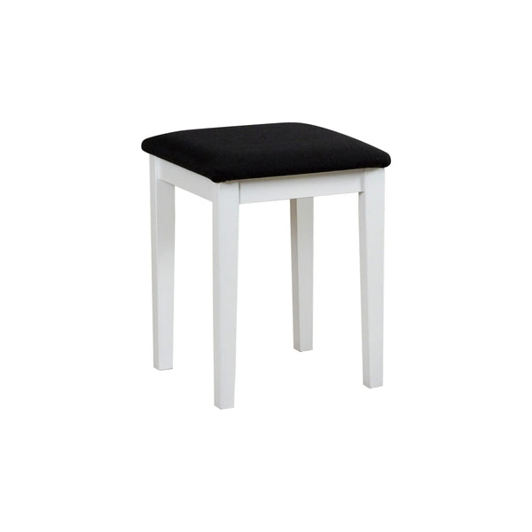 Scaun taburet T3, stofa clasica negru - Neve 100, picioare albe, 36x36x47 cm