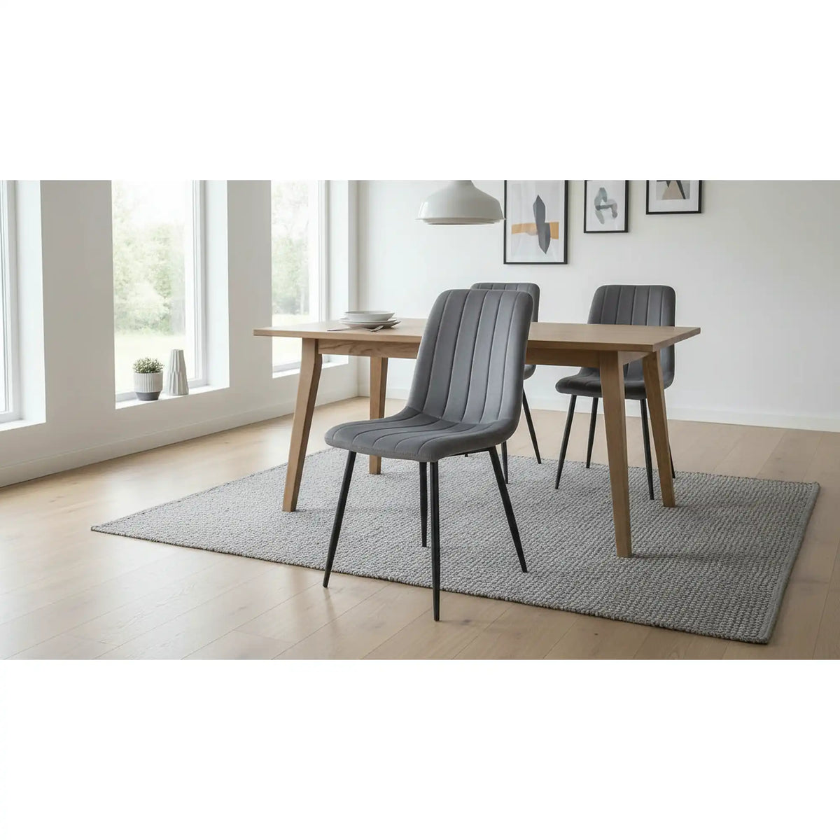 Scaun tapitat ALAN, gri/negru, stofa/metal, 40x45x88 cm