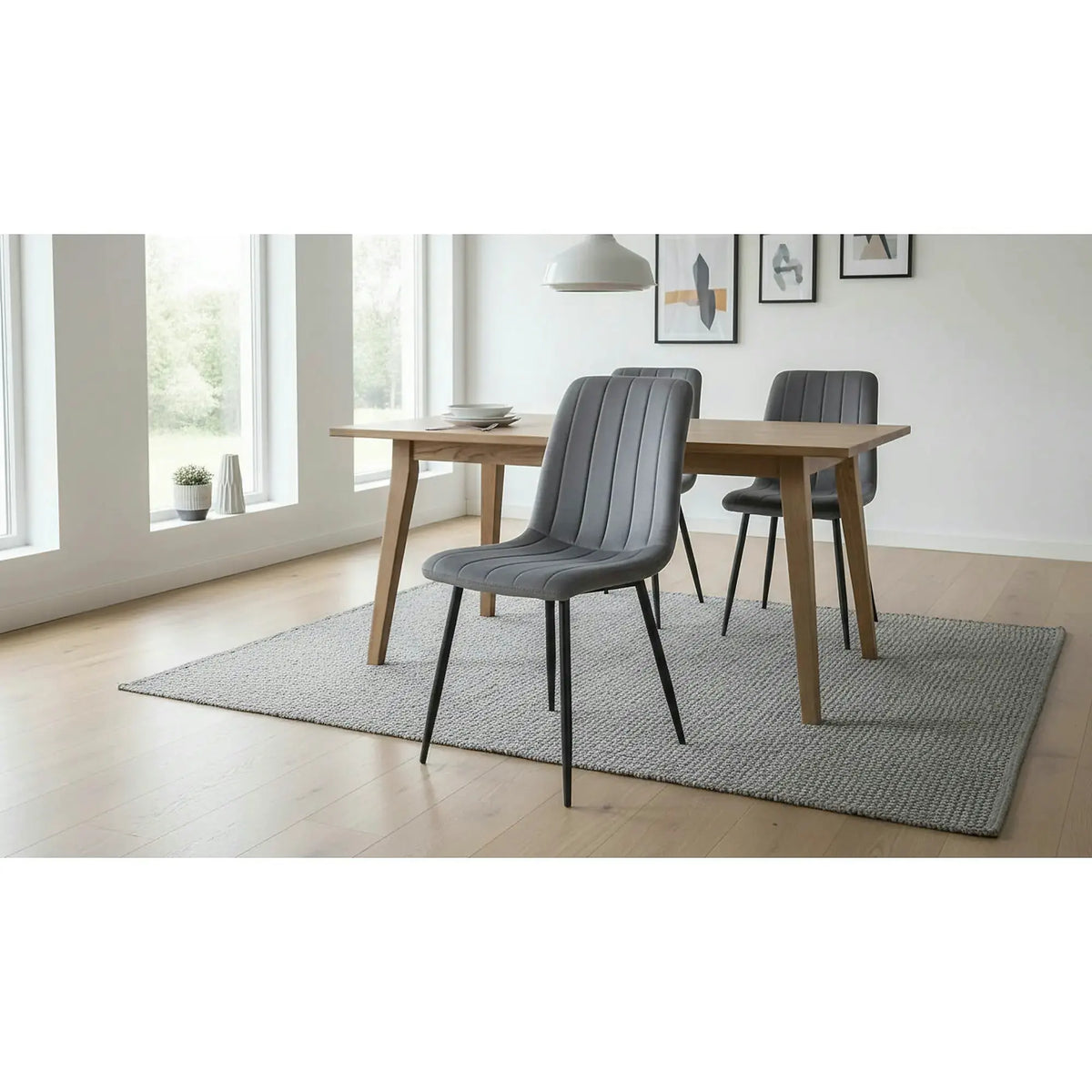 Scaun tapitat ALAN, gri/negru, stofa/metal, 40x45x88 cm