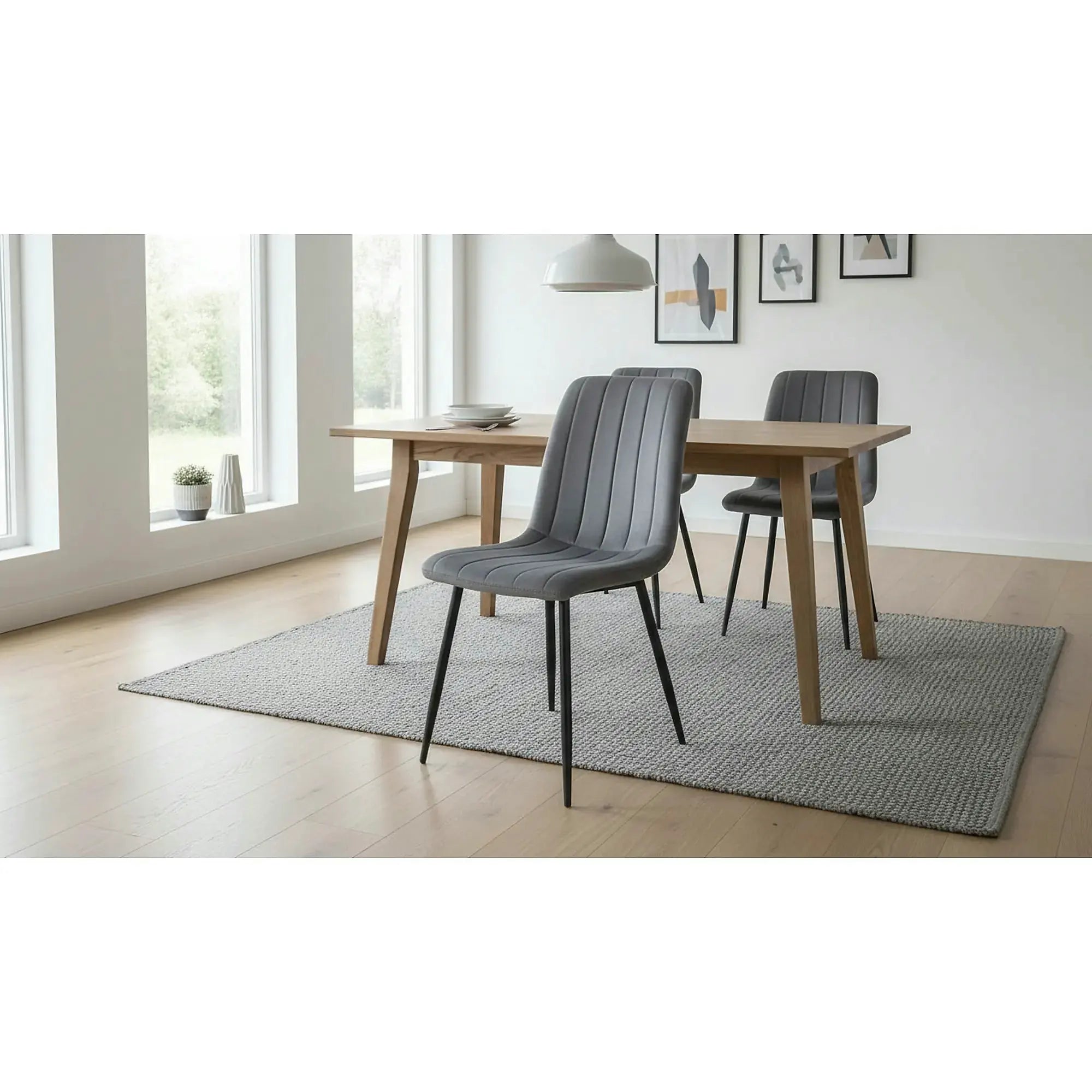 Scaun tapitat ALAN, gri/negru, stofa/metal, 40x45x88 cm