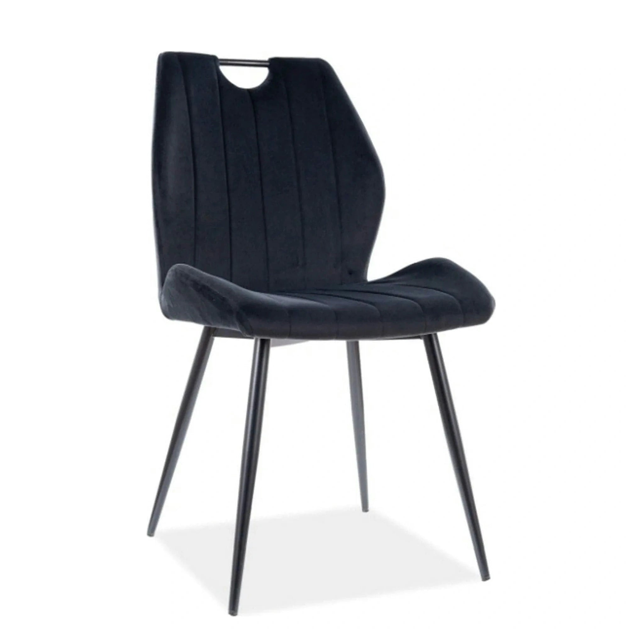 Scaun tapitat ARCO, negru, stofa/metal, 52x44x92 cm
