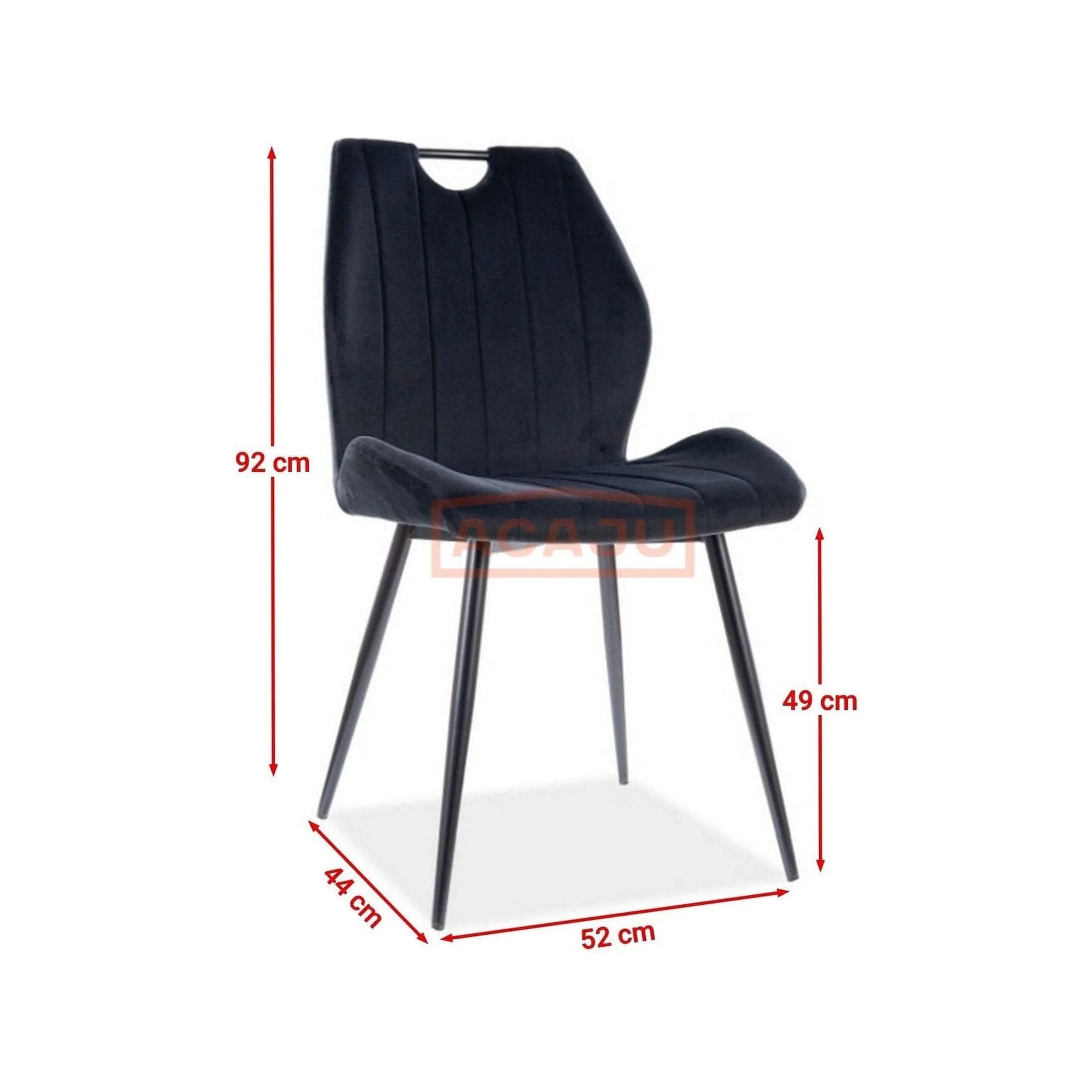 Scaun tapitat ARCO, negru, stofa/metal, 52x44x92 cm