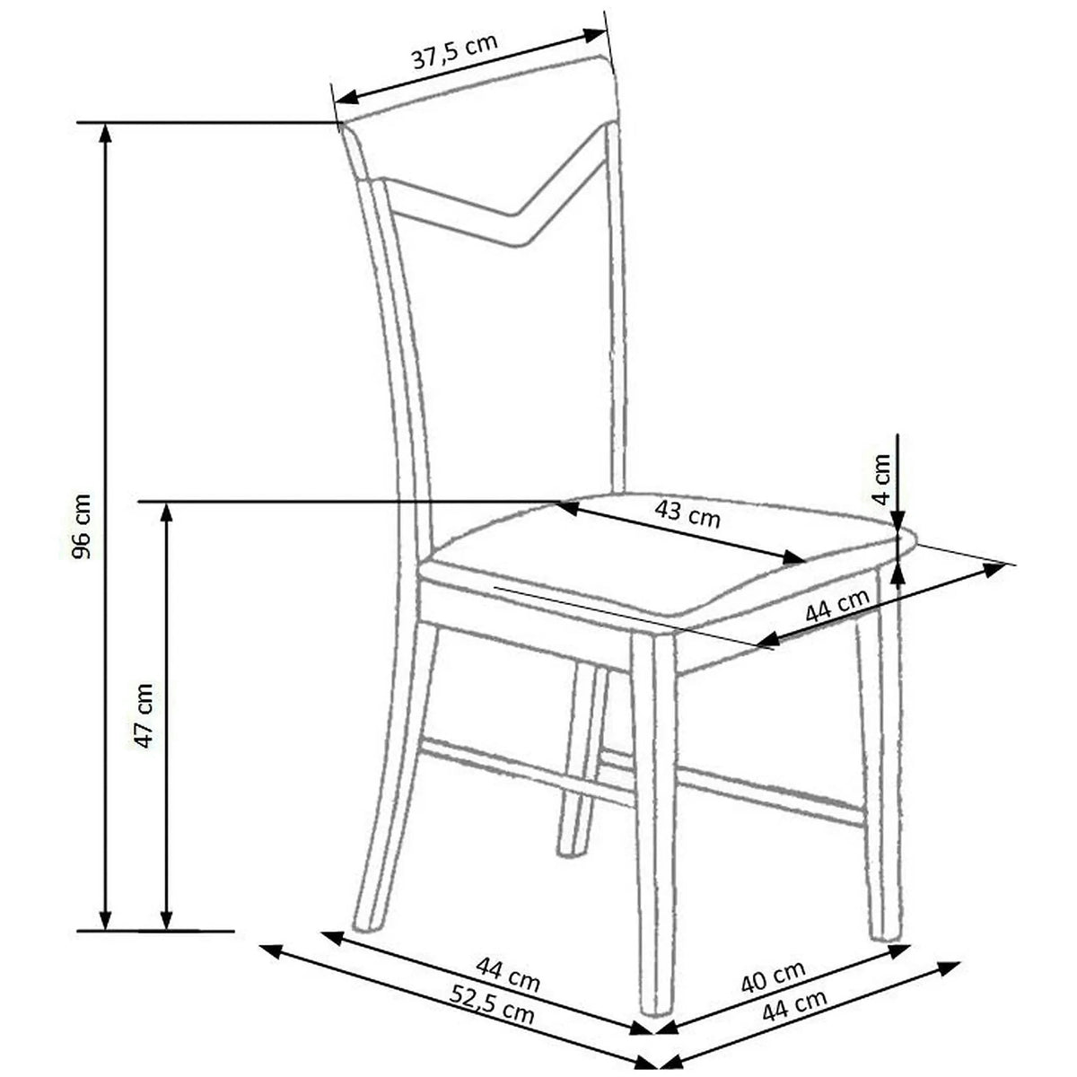 Scaun tapitat CITRONE, bej/nuc, stofa clasica/lemn, 44x43x96 cm