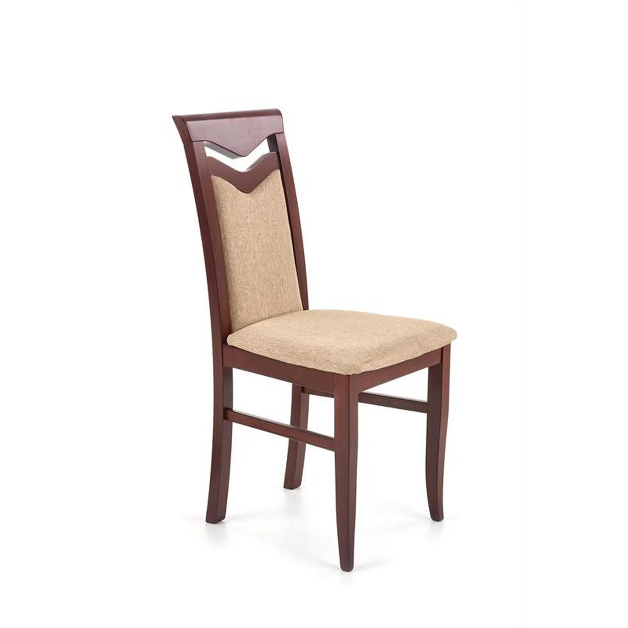 Scaun tapitat CITRONE, bej/nuc, stofa clasica/lemn, 44x43x96 cm