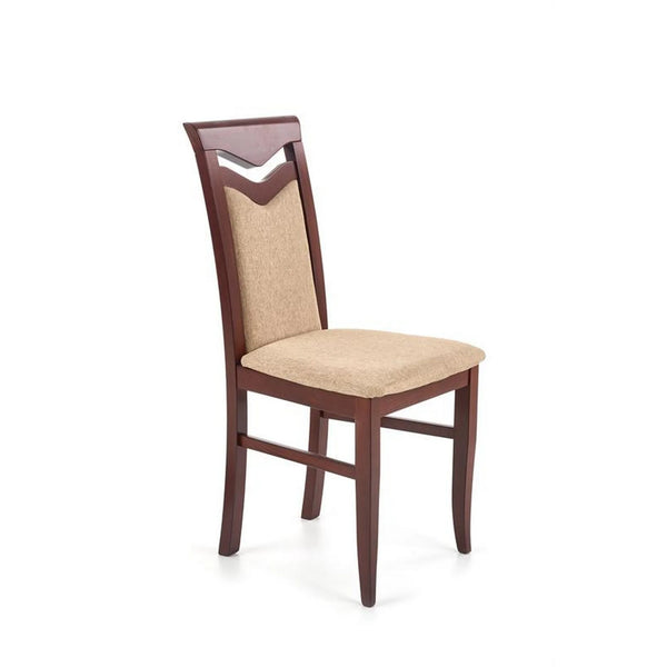 Scaun tapitat CITRONE, bej/nuc, stofa clasica/lemn, 44x43x96 cm