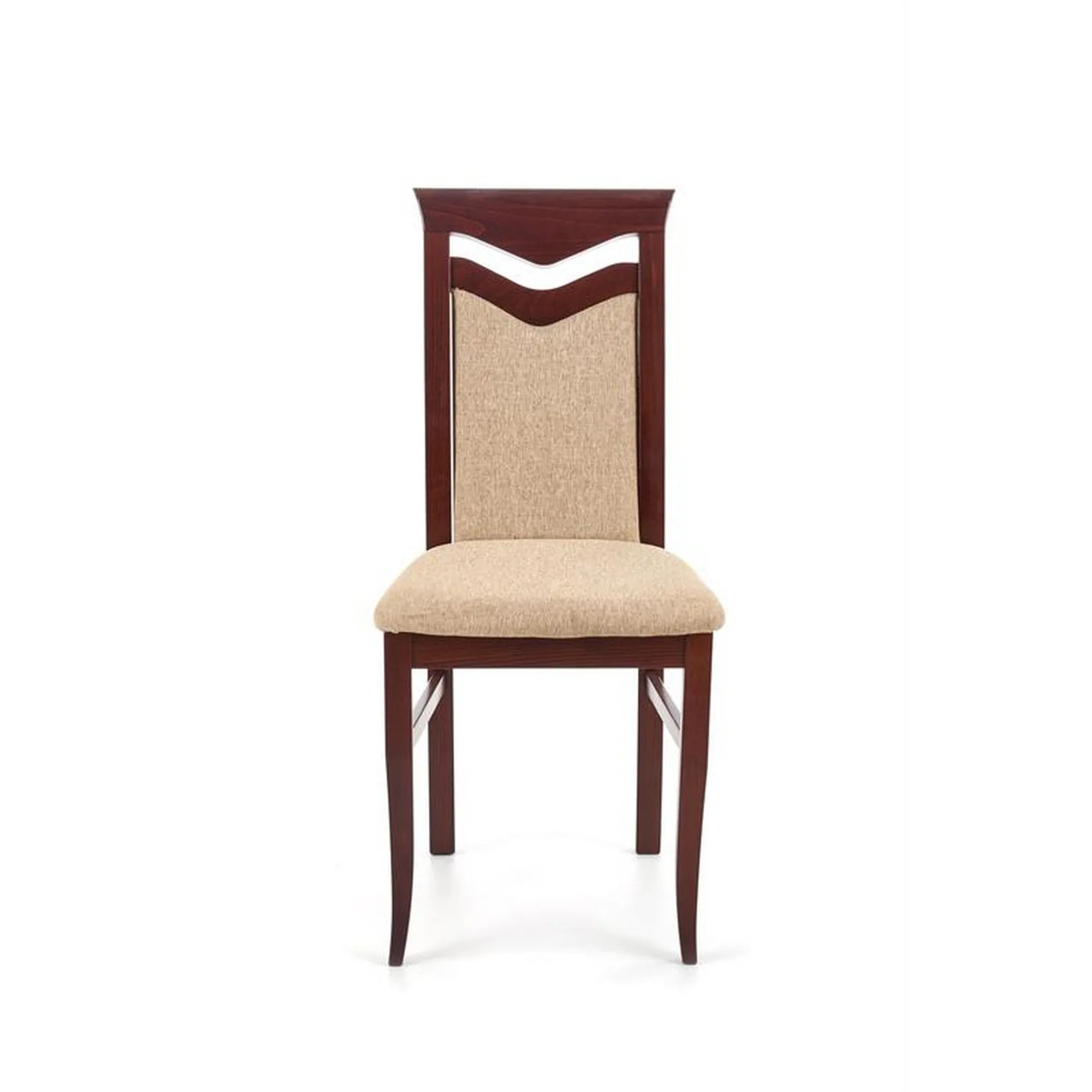 Scaun tapitat CITRONE, bej/nuc, stofa clasica/lemn, 44x43x96 cm