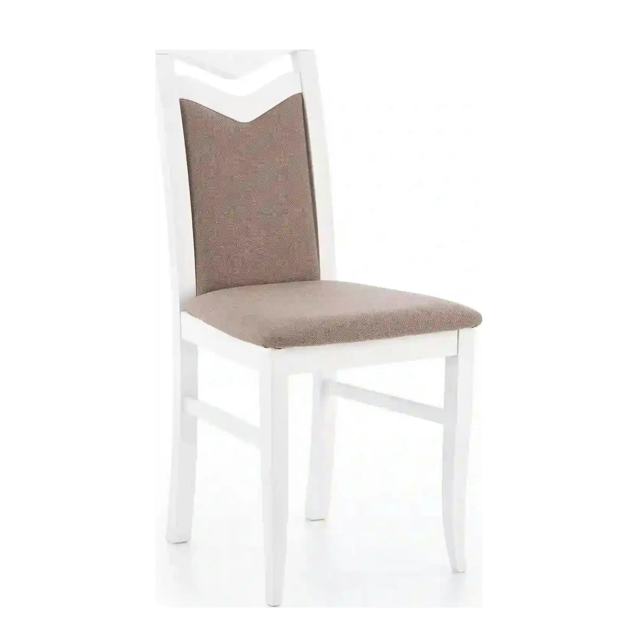 Scaun tapitat Citrone, maro/alb, stofa clasica/lemn de fag, 44X43X96 CM