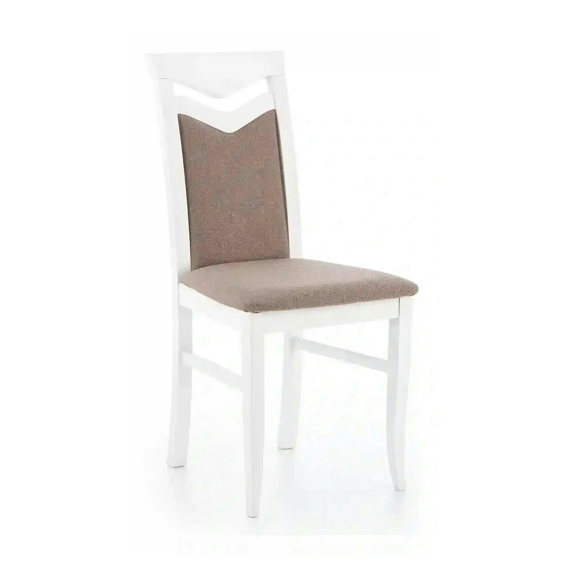 Scaun tapitat Citrone, maro/alb, stofa clasica/lemn de fag, 44X43X96 CM