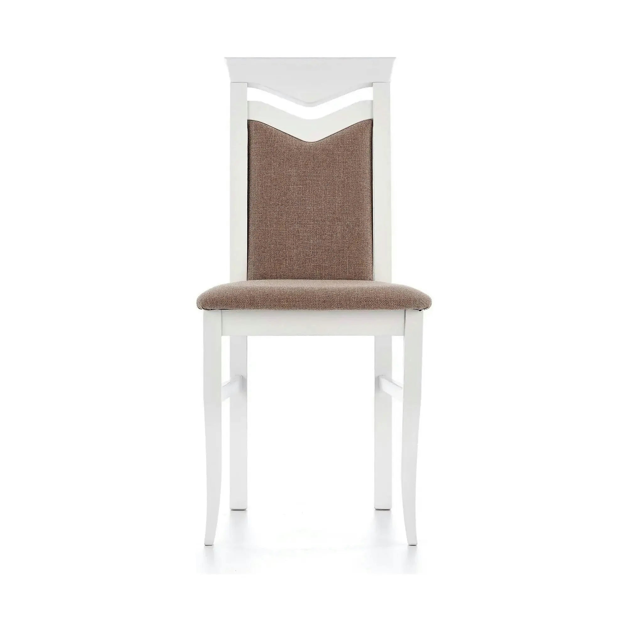 Scaun tapitat Citrone, maro/alb, stofa clasica/lemn de fag, 44X43X96 CM