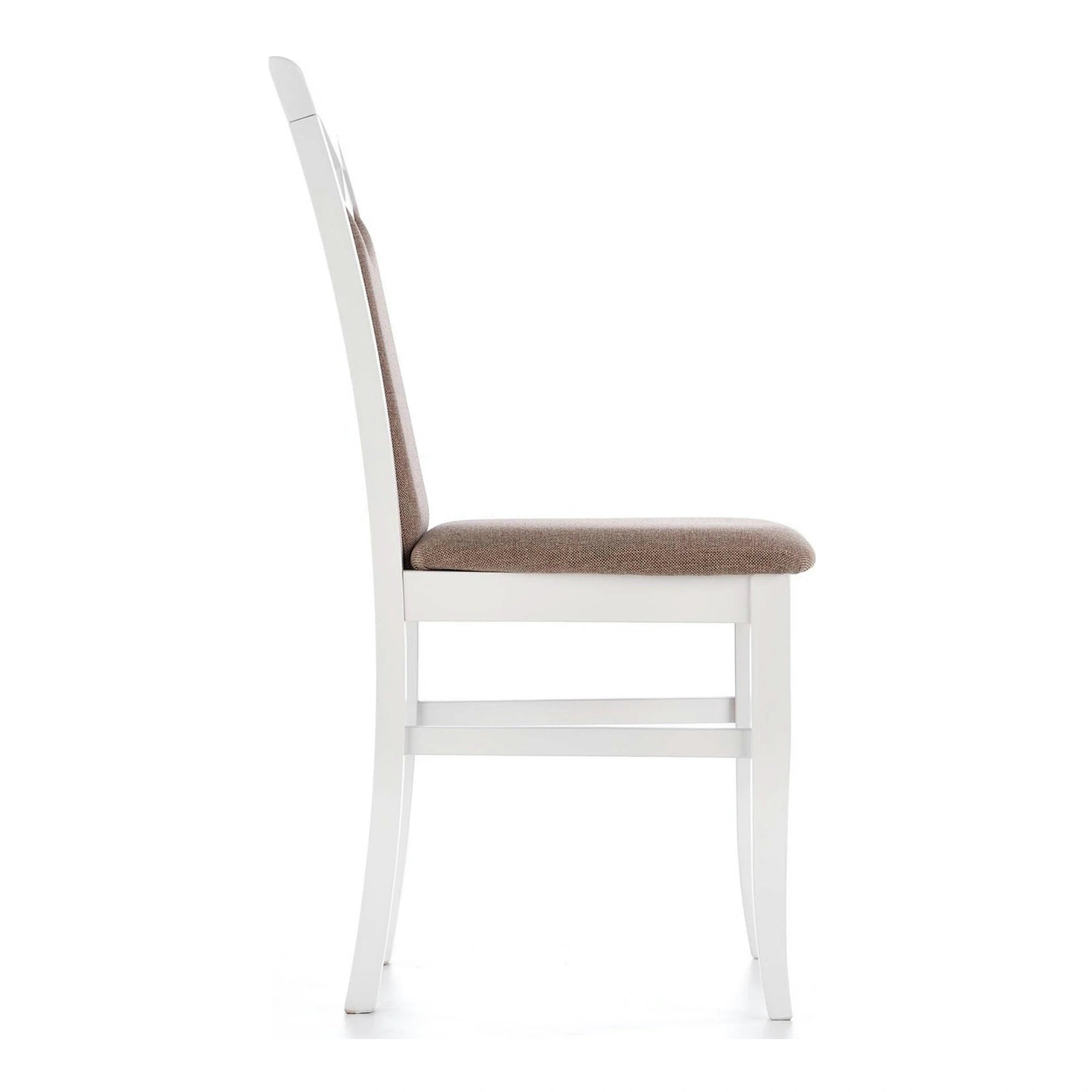Scaun tapitat Citrone, maro/alb, stofa clasica/lemn de fag, 44X43X96 CM