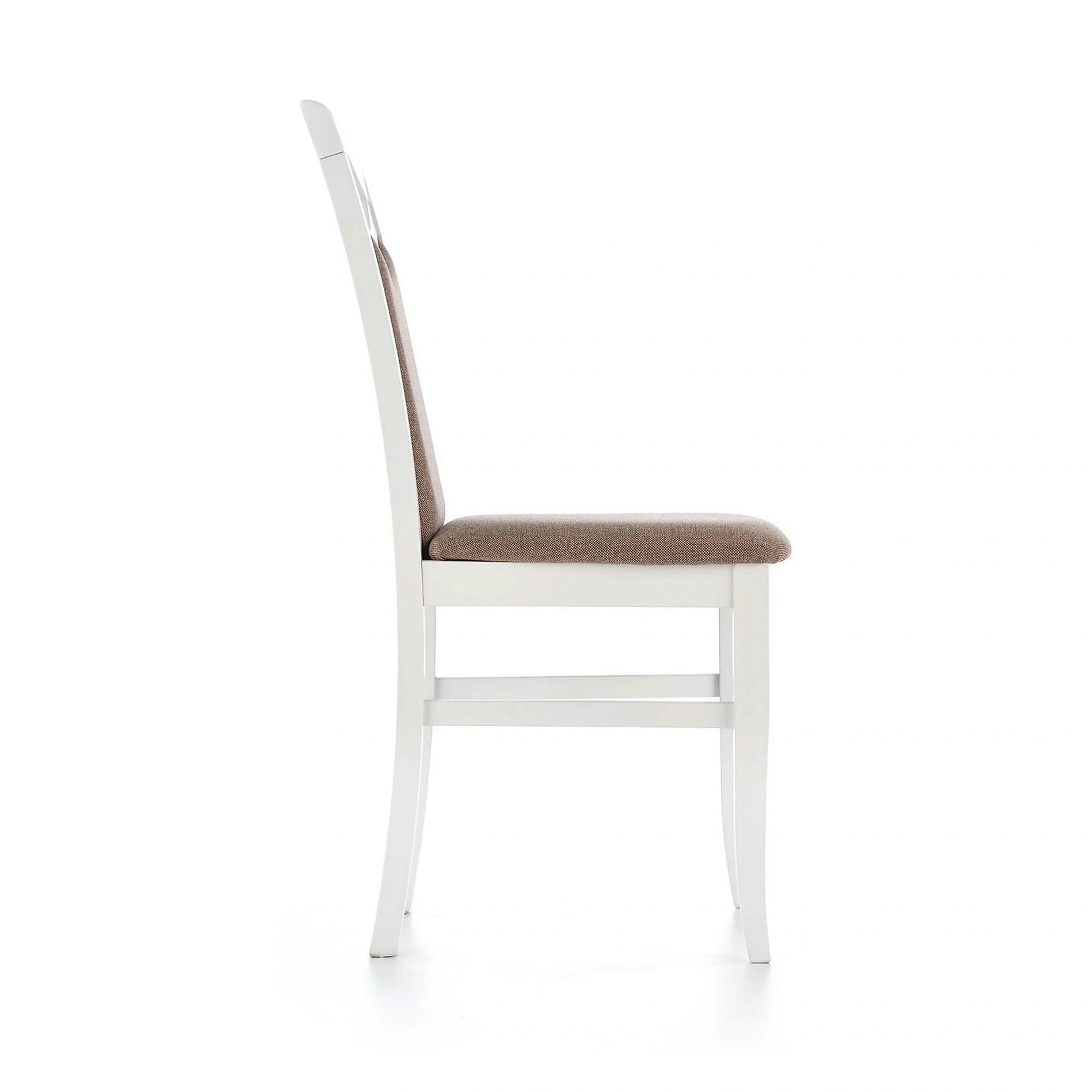 Scaun tapitat Citrone, maro/alb, stofa clasica/lemn de fag, 44X43X96 CM
