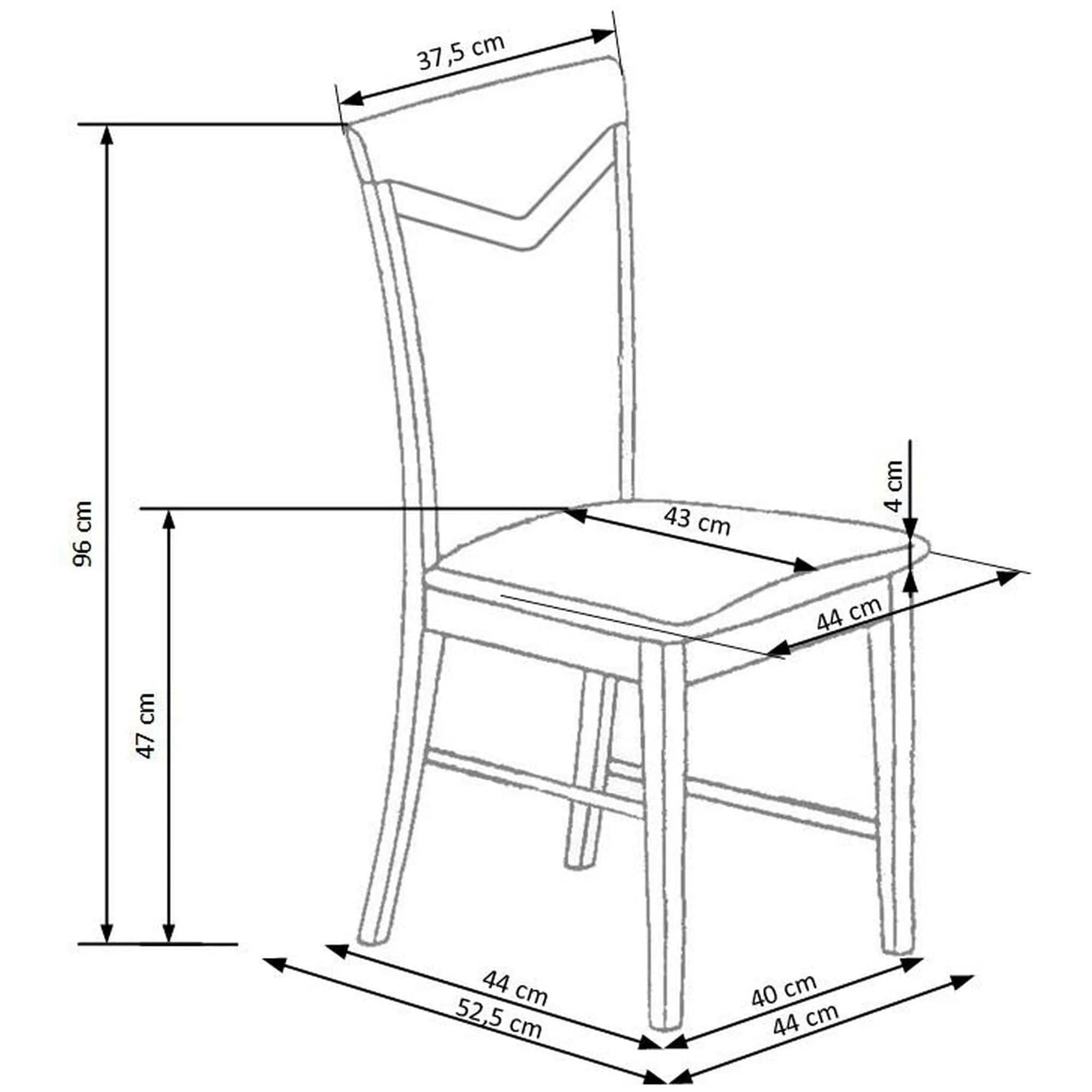 Scaun tapitat Citrone, maro/alb, stofa clasica/lemn de fag, 44X43X96 CM