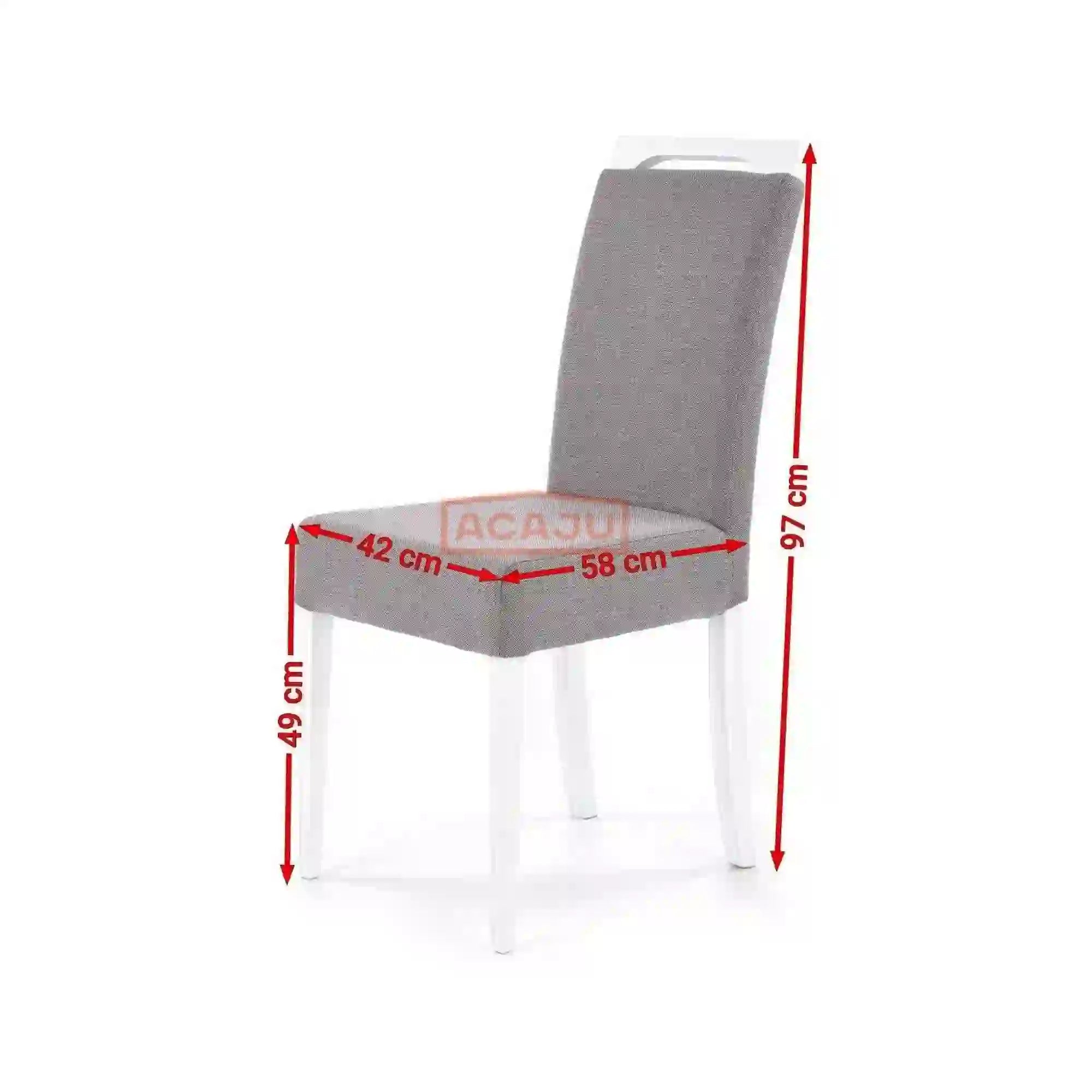 Scaun tapitat Clarion, gri/ab, stofa clasica/lemn de fag, 42X58X97 CM