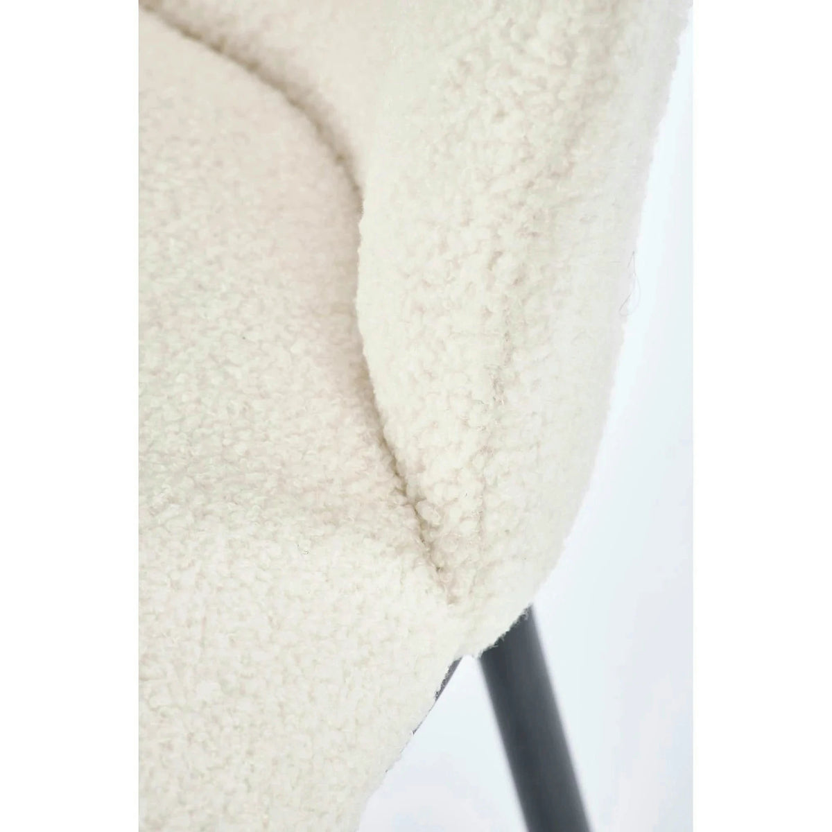 Scaun tapitat crem K518, crem, stofa buclata/metal, 57x59x75 cm