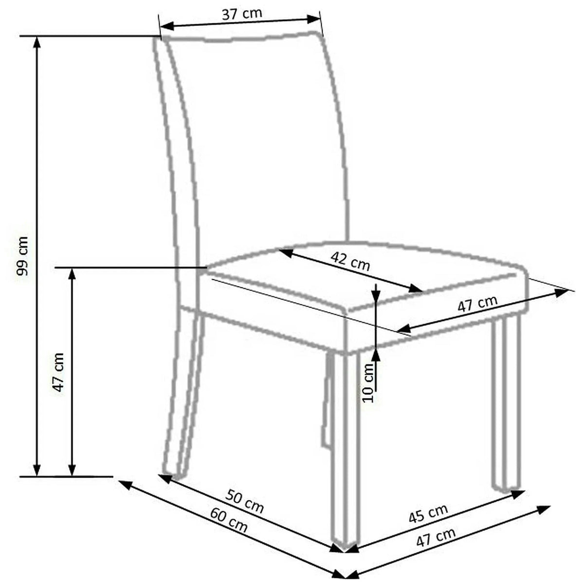 Scaun tapitat cu piele ecologica Norbert, 47X55X99 CM