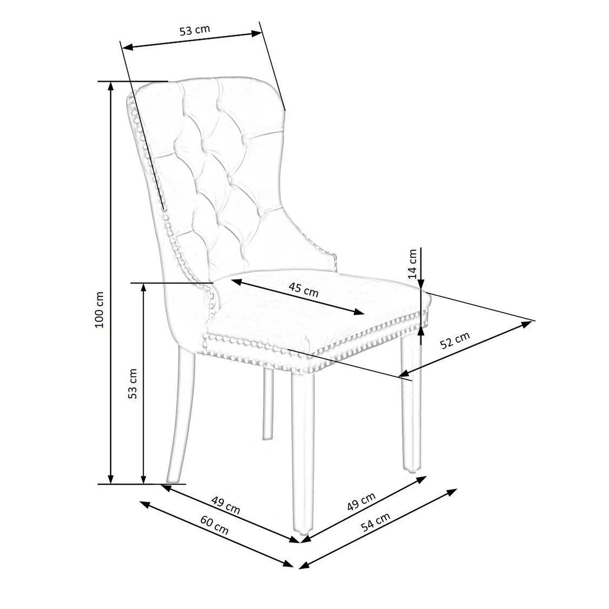 Scaun tapitat dining MIYA, gri/negru, stofa catifelata, 54x60x100 cm