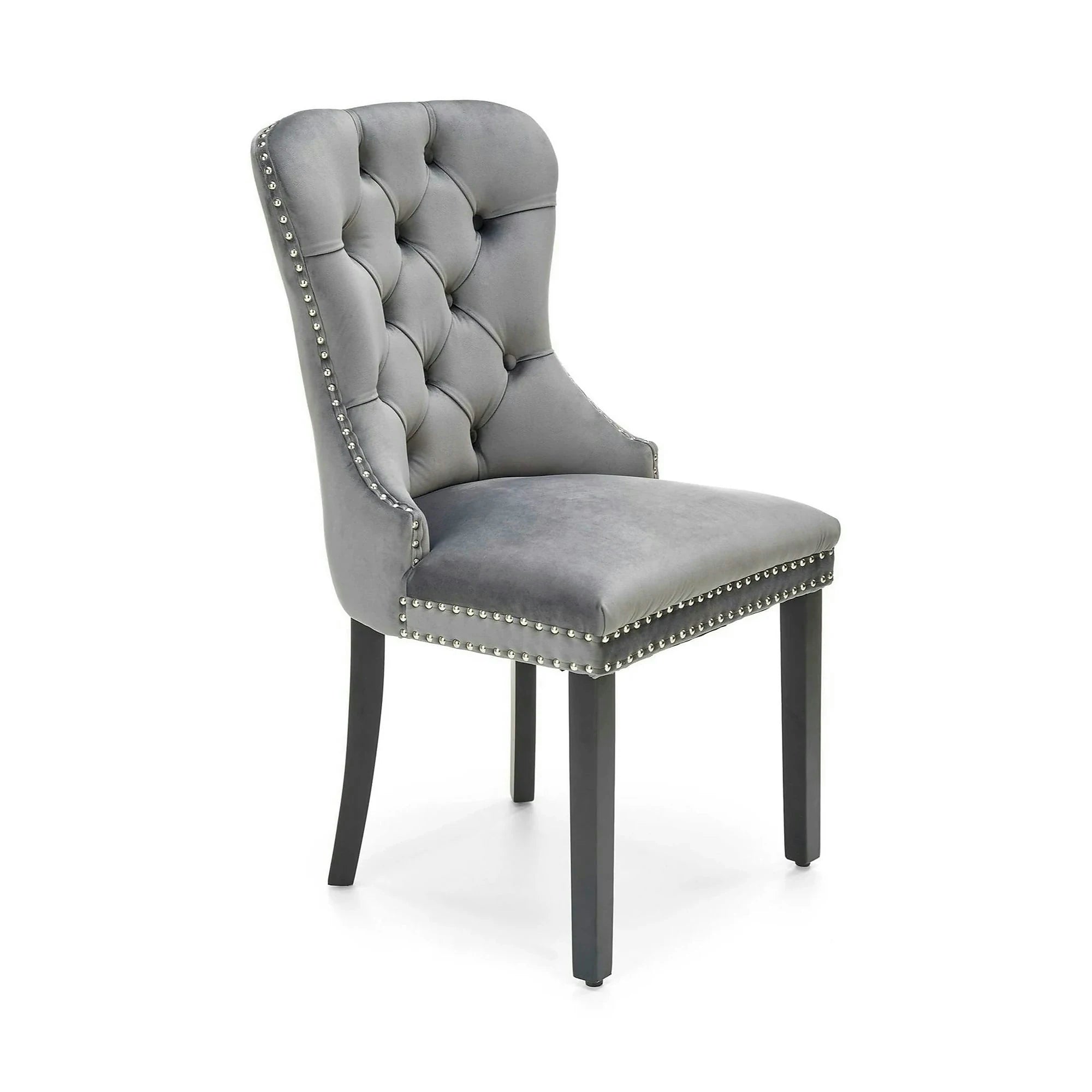 Scaun tapitat dining MIYA, gri/negru, stofa catifelata, 54x60x100 cm