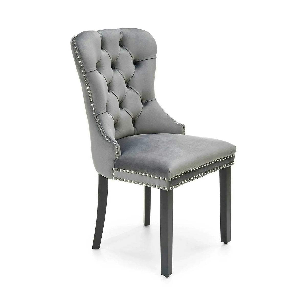 Scaun tapitat dining MIYA, gri/negru, stofa catifelata, 54x60x100 cm