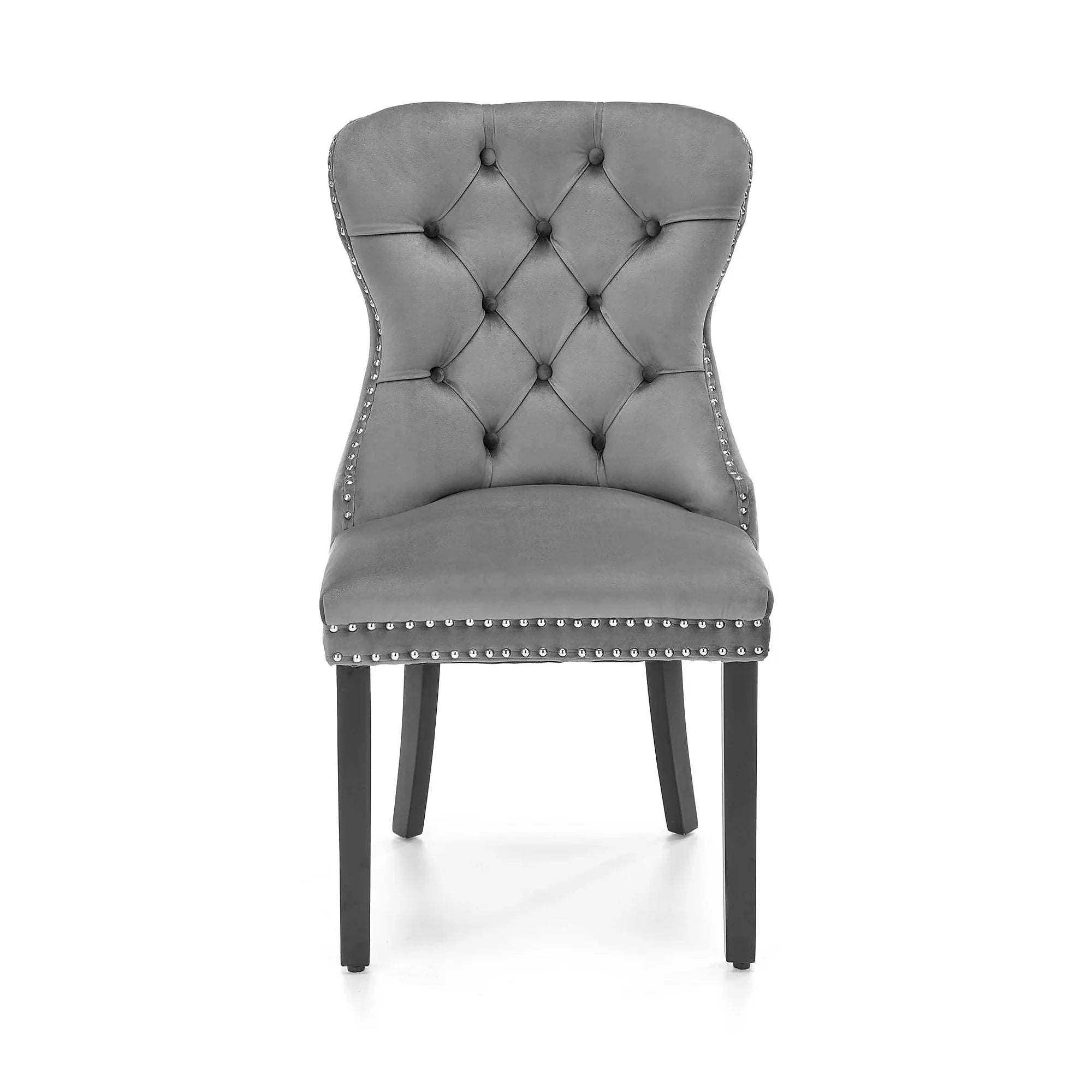 Scaun tapitat dining MIYA, gri/negru, stofa catifelata, 54x60x100 cm