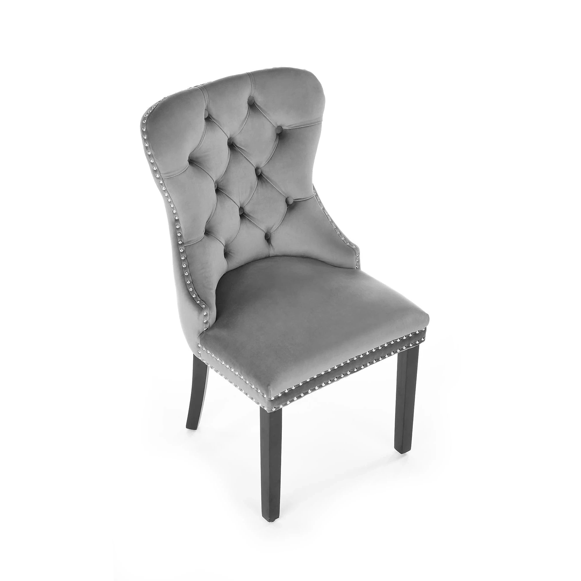 Scaun tapitat dining MIYA, gri/negru, stofa catifelata, 54x60x100 cm