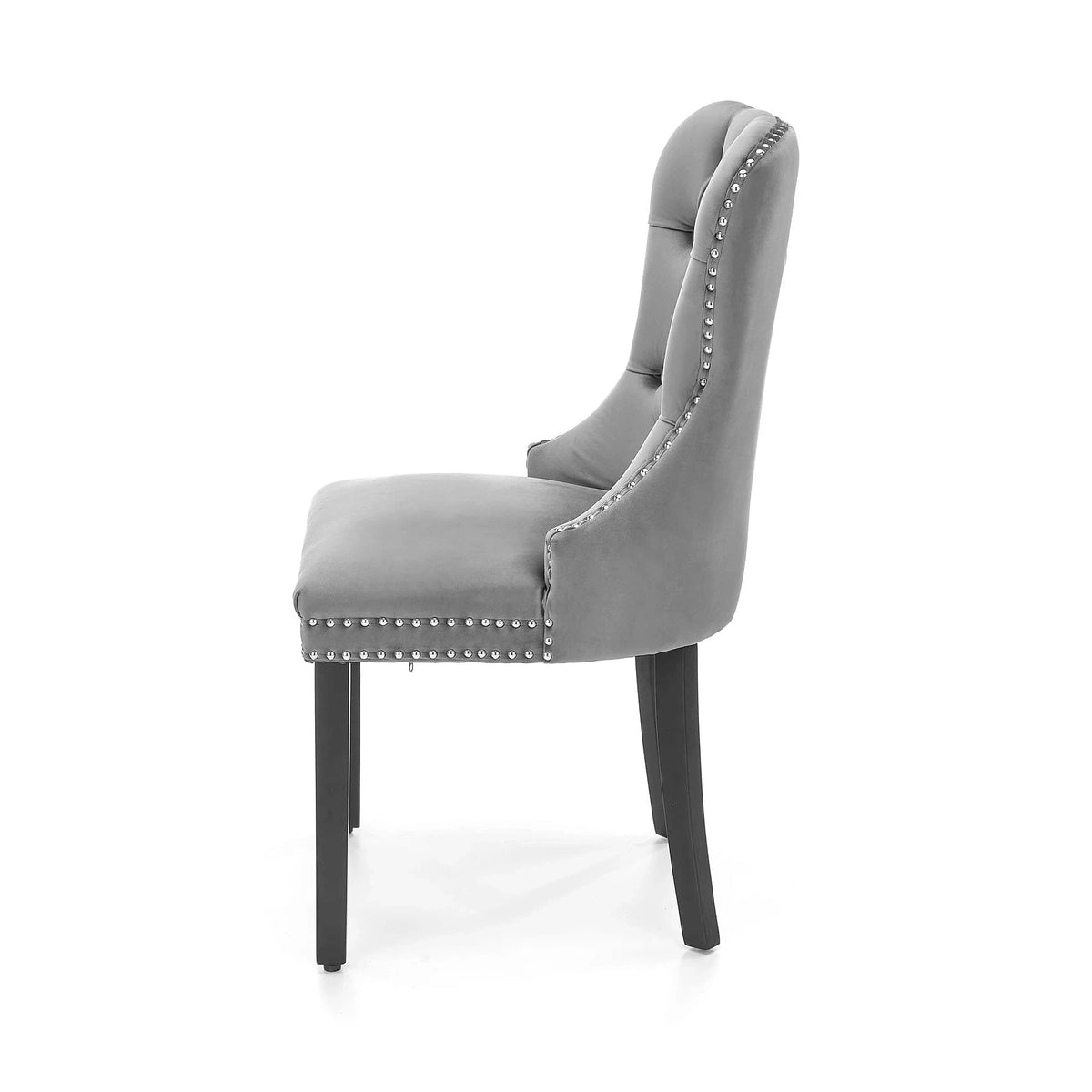 Scaun tapitat dining MIYA, gri/negru, stofa catifelata, 54x60x100 cm