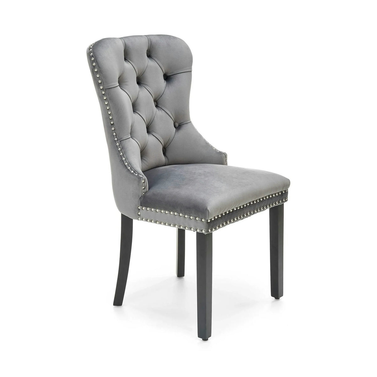 Scaun tapitat dining MIYA, gri/negru, stofa catifelata, 54x60x100 cm