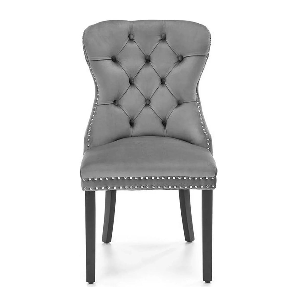 Scaun tapitat dining MIYA, gri/negru, stofa catifelata, 54x60x100 cm