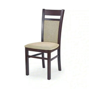 Scaun tapitat Gerard 2, bej/nuc inchis, stofa clasica/lemn de fag, 44X55X97 CM