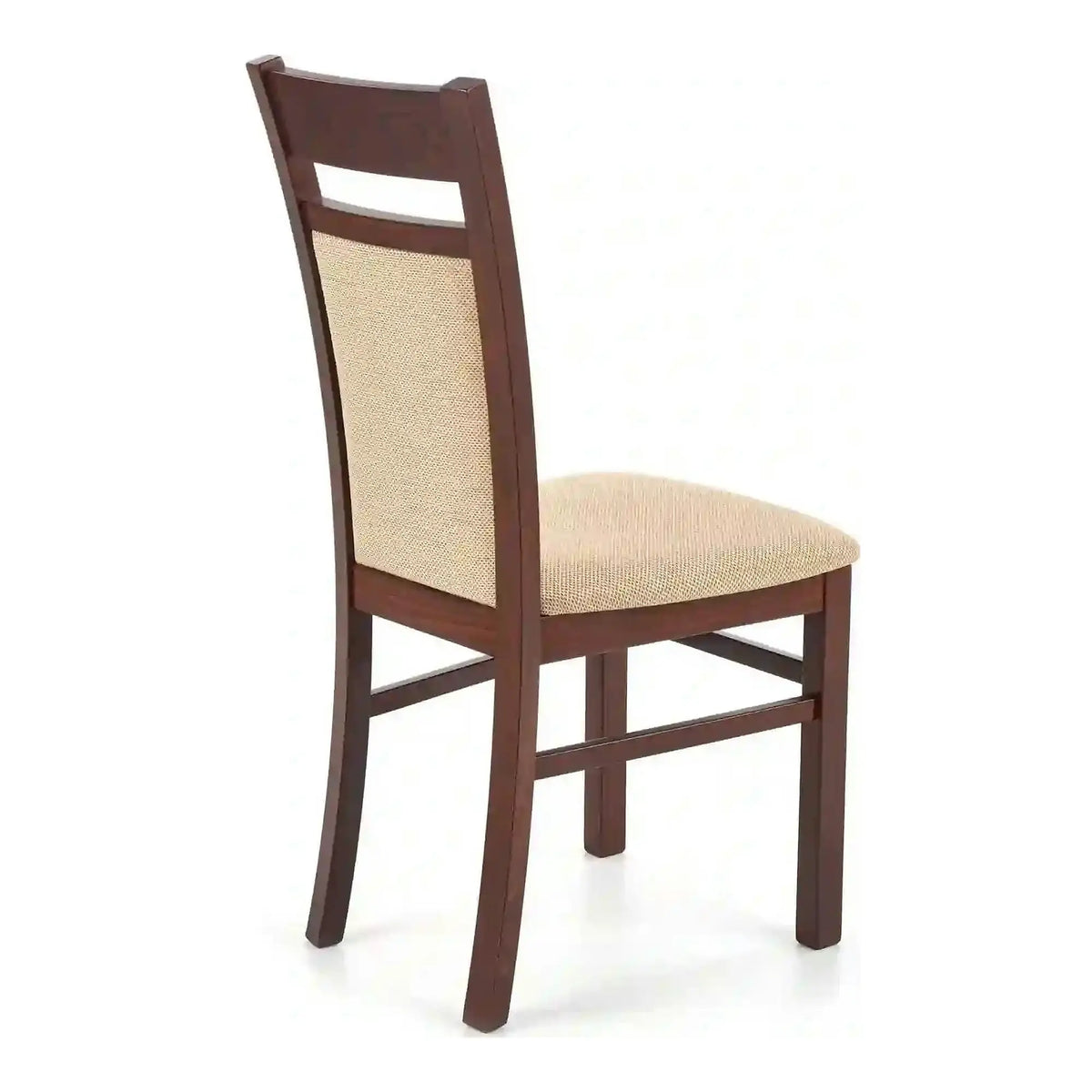 Scaun tapitat Gerard 2, bej/nuc inchis, stofa clasica/lemn de fag, 44X55X97 CM