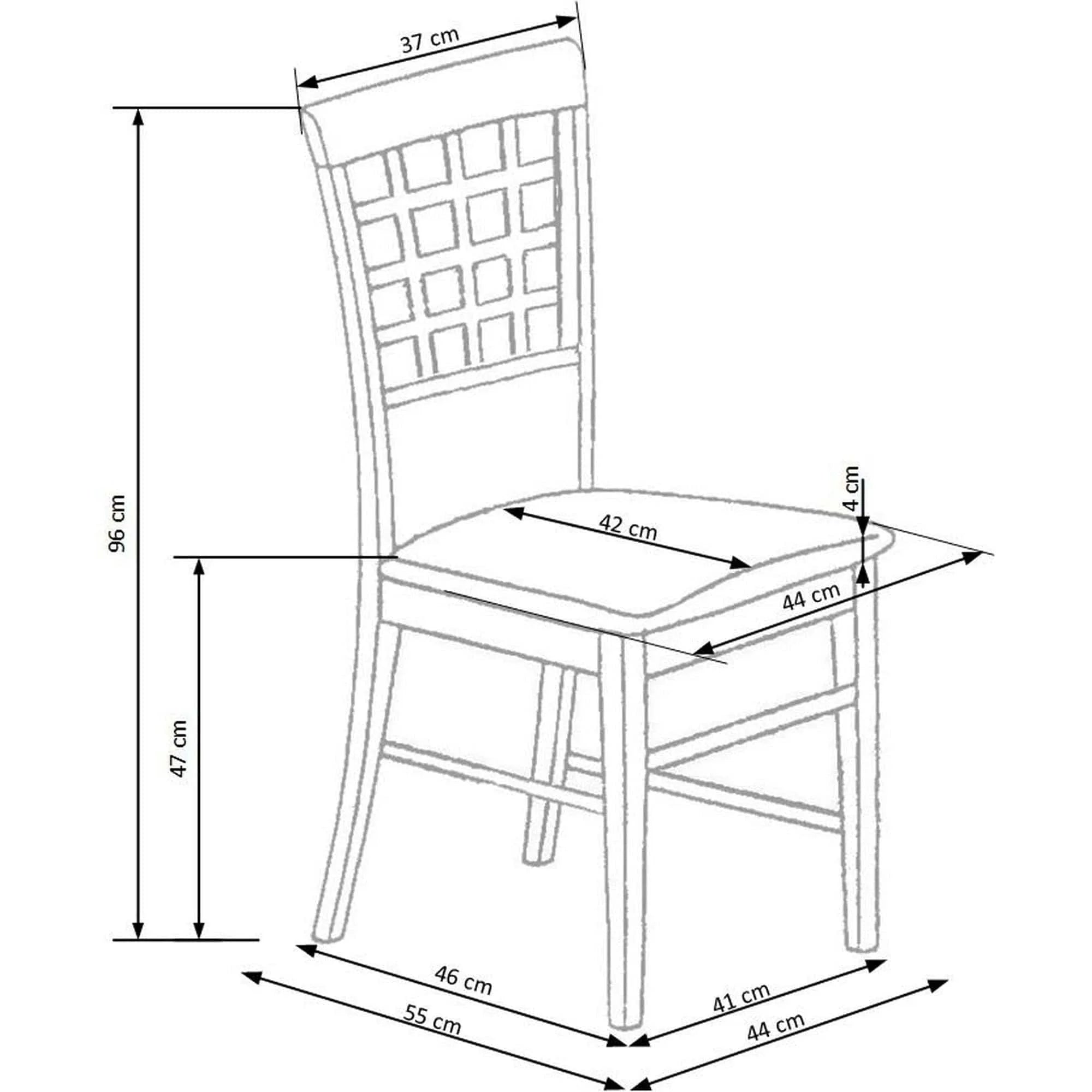 Scaun tapitat Gerard 3, fag/stofa gri, 44X43X96 cm