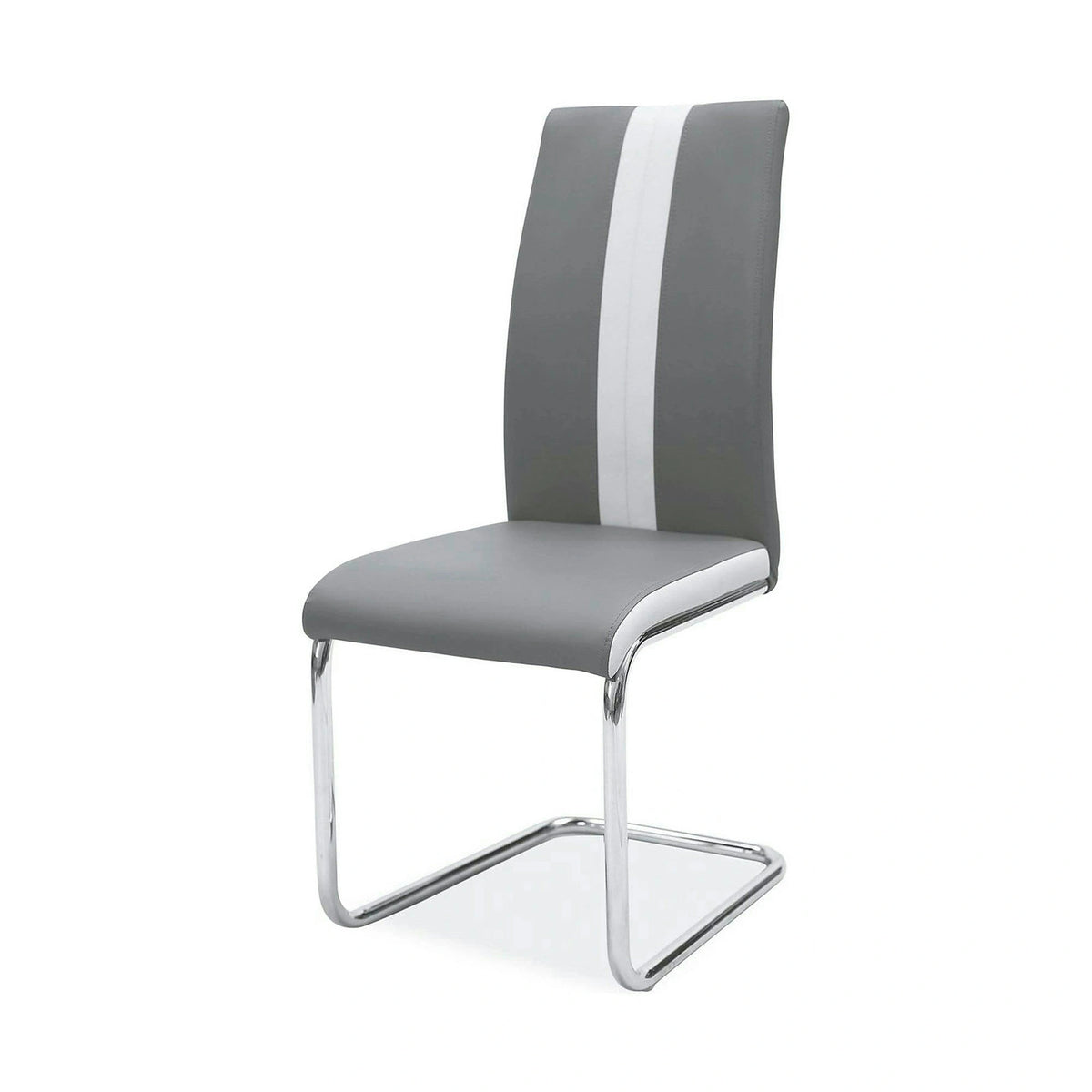 Scaun tapitat H200, gri/crom, piele ecologica/metal, 42X42X98 cm
