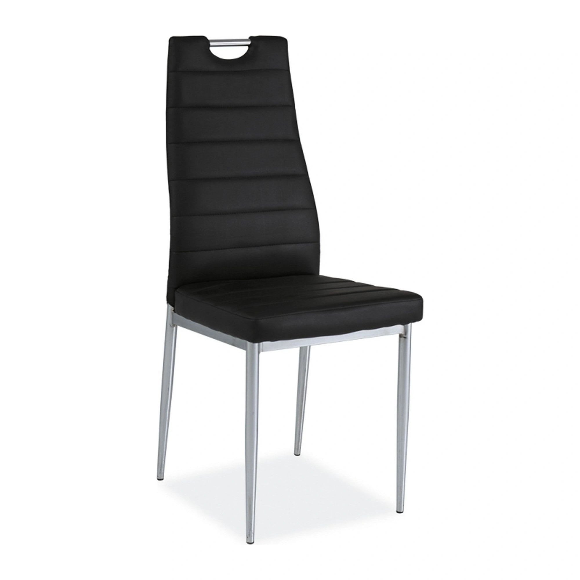 Scaun tapitat H260, negru/crom, piele ecologica/metal, 40X38X96 cm