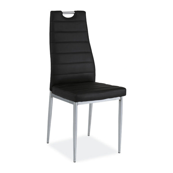 Scaun tapitat H260, negru/crom, piele ecologica/metal, 40X38X96 cm