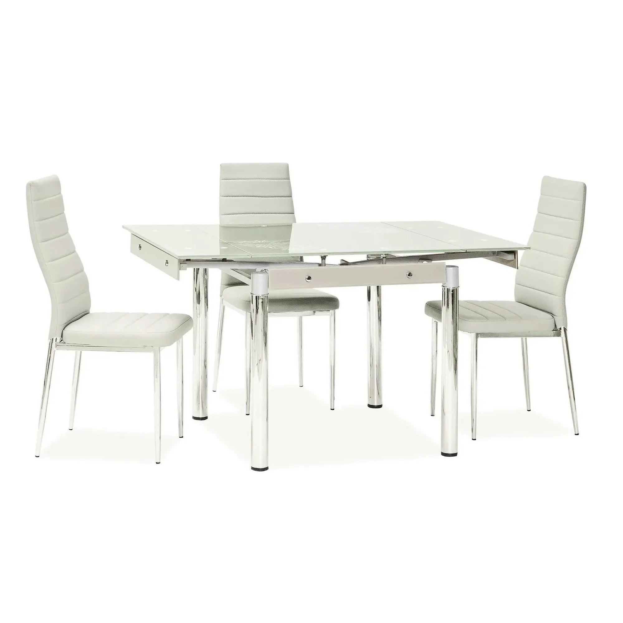 Scaun tapitat H261 BIS, crem, piele ecologica/metal, 40X38X96 cm