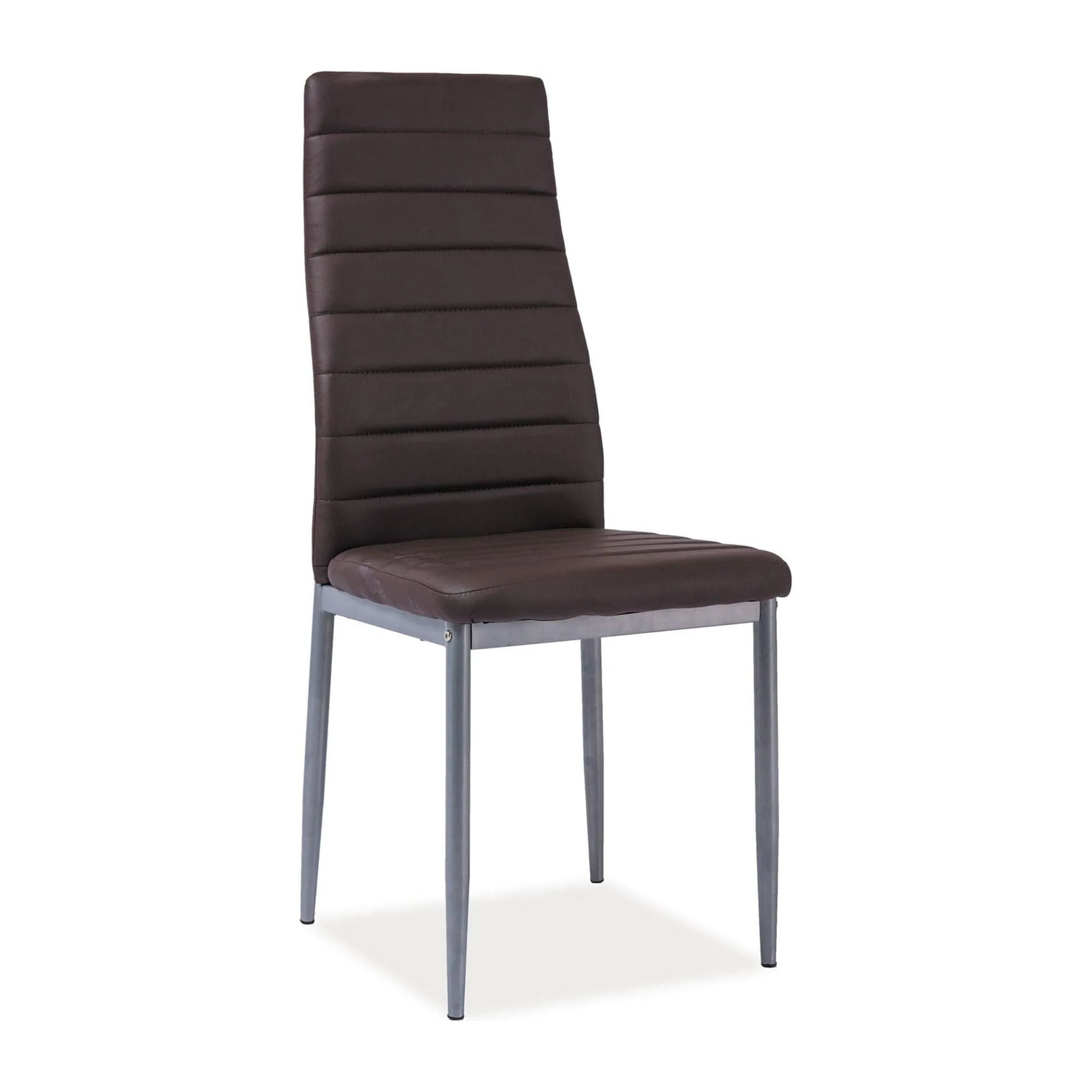 Scaun tapitat H261 BIS, maro/argintiu, piele ecologica/metal, 40X38X96 cm