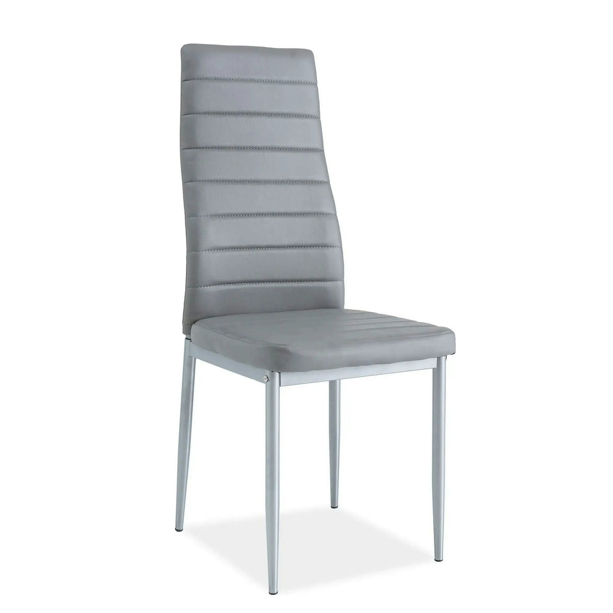 Scaun tapitat H261, gri/aluminiu, piele ecologica/metal, 40X38X96 cm