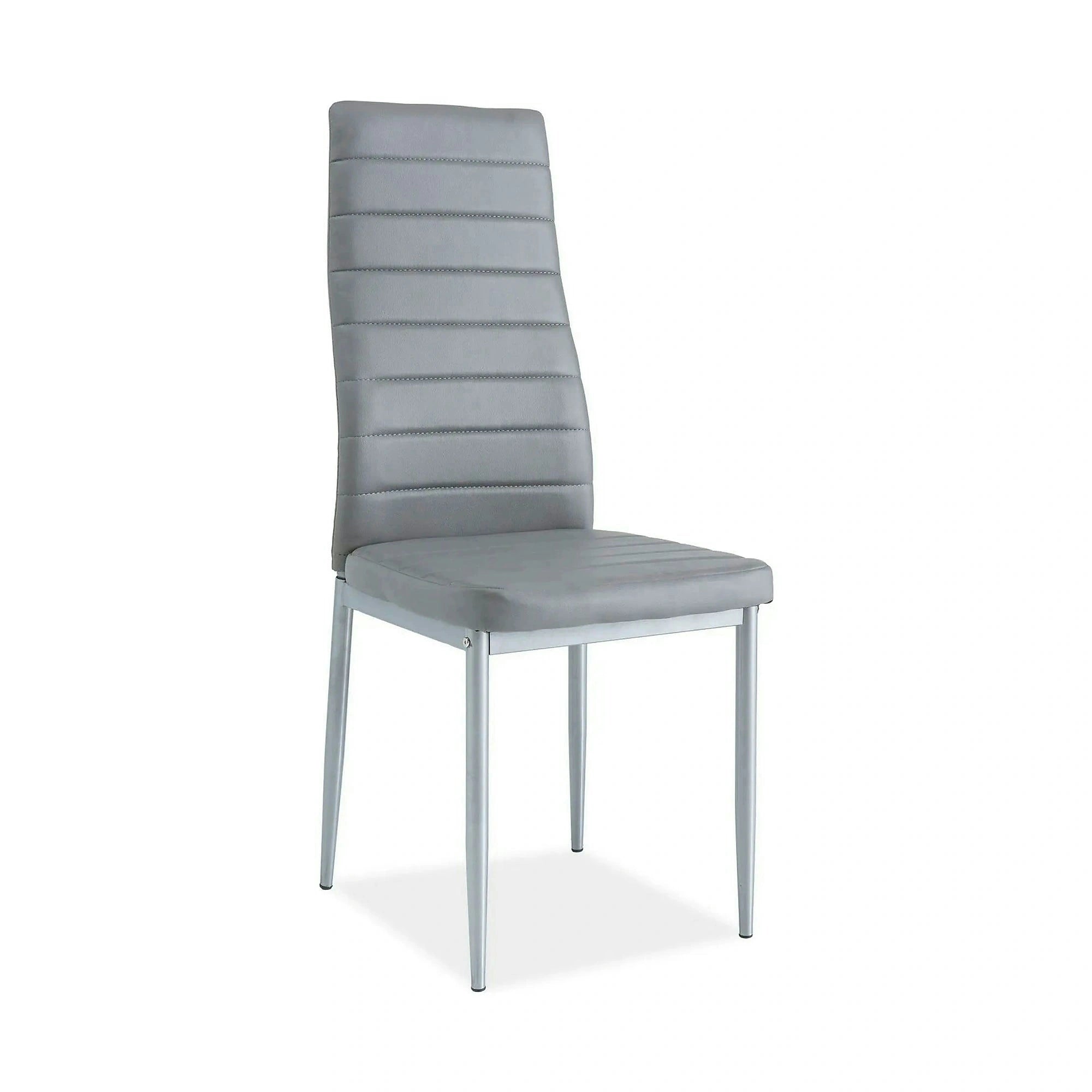 Scaun tapitat H261, gri/aluminiu, piele ecologica/metal, 40X38X96 cm