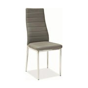 Scaun tapitat H261, gri/crom, piele ecologica/metal, 40X38X96 cm